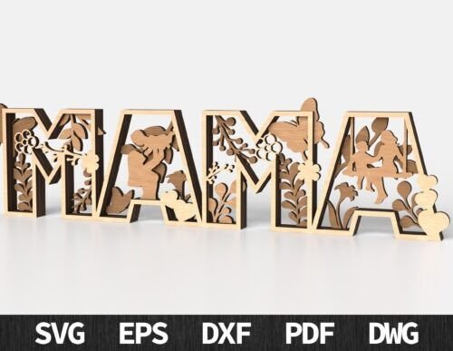 Letrero Con La Palabra Mama Con Escena De Mama E Hijos Creativo Digital